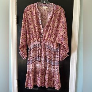 Billabong Long Sleeve Dress in Brown Floral Size Medium